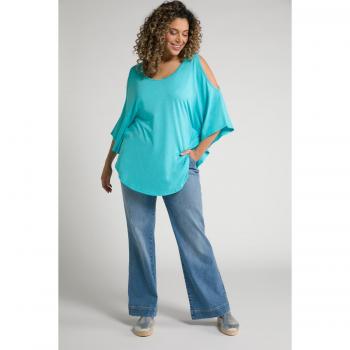T-shirt donna turchese maniche 3/4 scollo girocollo taglia 48/50