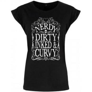 Maglietta Grindstore Donna Curvy Nerd Sporca Inchiostrata X Large Nero