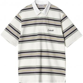 Carhartt Polo Rugby Progression, Blanc Rayé Gaines – Small (S)