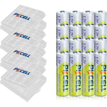 16PK PKCELL AA 2600mAh 1.2V NiMH Rechargeable Batteries with Hold Cases