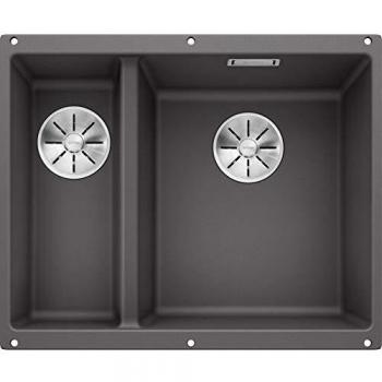 Blanco Subline 340/160-u Spüle, 55,5x46cm, PuraDur felsgrau, rechts