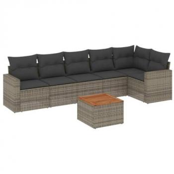 VidaXL 7-Piece Garden Lounge Set with Cushions in Grey Rattan
