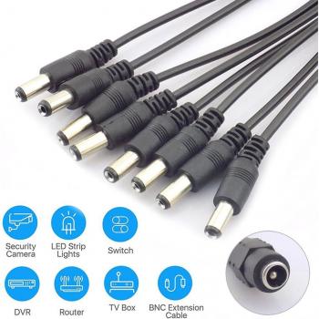 Adaptador de cable para cámara de seguridad 1 hembra a 6 macho 2.1x5.5mm