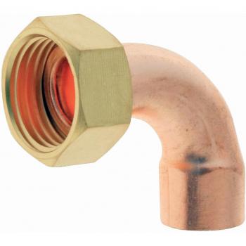 Codo Cobre Somatherm Ø14 + Tuerca Giratoria 15/21 – Kit de Doble Piezas