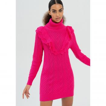 Vestido Mini de Tricô Slim com Detalhes de Trança
