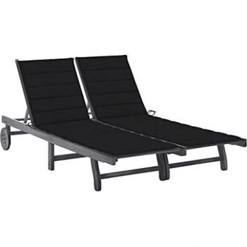 Chaise Longue de Terrasse 2 Places Acacia avec Coussin