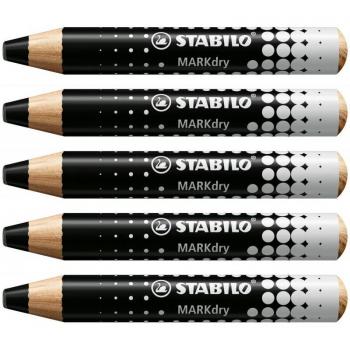 Whiteboard-Stift Stabilo MarkDry, 5 Stück, schwarz, Rundspitze