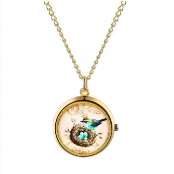 Golden Little Bird Retro Pocket Timepiece – Antique Chain‑Worn Water‑Proof Watch