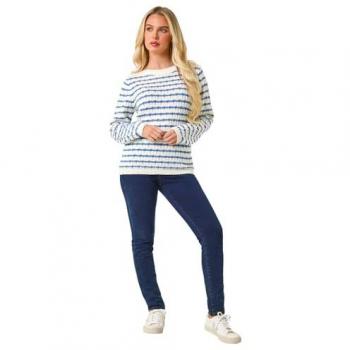 Ivory Roman Petite Metallic Stripe Knit Sweater – Size 16
