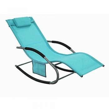 Mecedora SoBuy Azul OGS28-HB: Reposapiés, Hamaca y Tumbona de Jardín