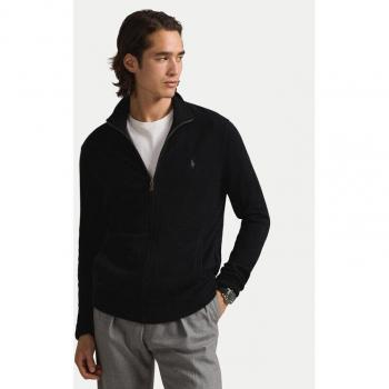 Ralph Lauren Men's Black Merino Wool Cardigan with Logo – Medium Fit