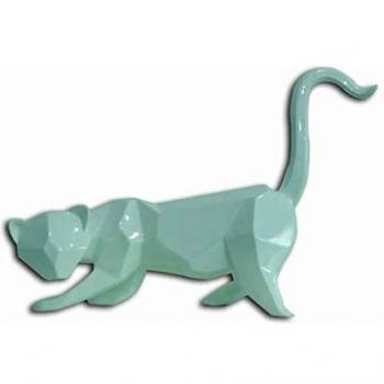 Sculpture Cat White – Style Cubique 43 cm