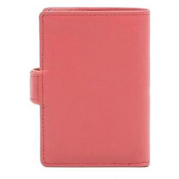 Mini porte‑cartes hexagone, cuir de vachette rouge, 12 emplacements