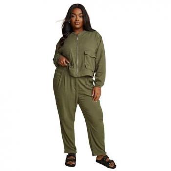 Pantalon Élégant Lin Courbe 50 Vert