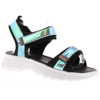 Miss Riot Girls Strappy Sandals Shiny Black Blue