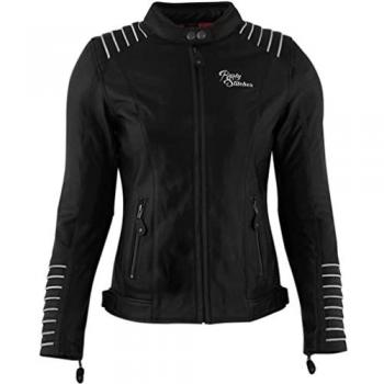 Giacca in Pelle Moto Donna Rusty Stitches Amanda Nero-Bianco