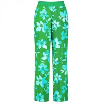 SAMOON Floral-Print Palazzohose in Grün 44/L