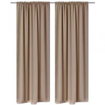 Cream Slot-Headed Blackout Curtains Set 135 x 245 cm