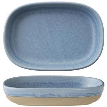 Rechteckiges Porzellan-Tablett Emerge Oslo Blau 17x11x3,3cm, 6 Stück