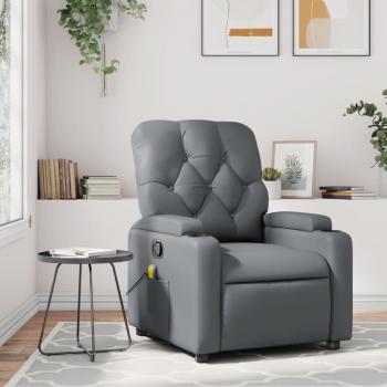 Sillón de masaje reclinable cuero sintético Gris