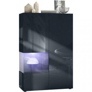 Vitrine Vladon Morena V2 2xPortes Noir Mat éclairage LED