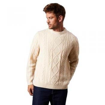 Men’s Burton Cable Knit Jumper in White‑Off (L)