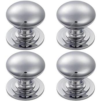 Polished Chrome Victorian Cupboard Door Knobs – 4‑Pack, 25 mm Diameter