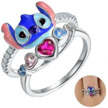Anillo Corazón Lilo & Stitch Brillante para Chicas