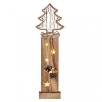 Dřevěný LED vánoční stromek, 48 cm, 2x AA, teplá bílá barva, časovač