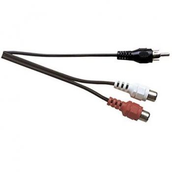 Black Dual Phono Socket Y-Splitter Cable with Male Phono Plug