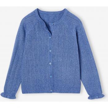 Gilet fille bleu chambray en maille douce
