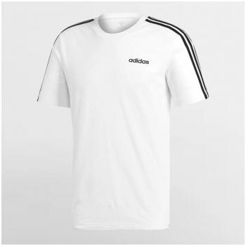 Adidas Men's Essentials 3-Stripes T-Shirt, White/Black, Size S