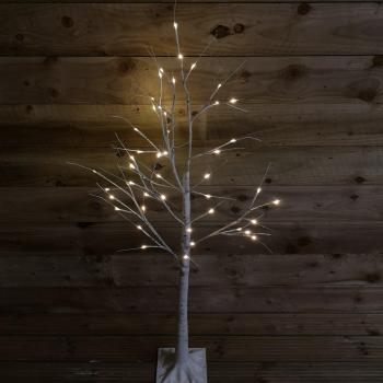 1.2m (4ft) Indoor Outdoor Christmas Lit Birch Tree with 48 Warm White LEDs