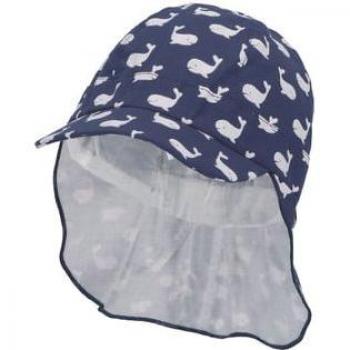 Casquette enfant baleines bleue avec protection de cou Sterntaler