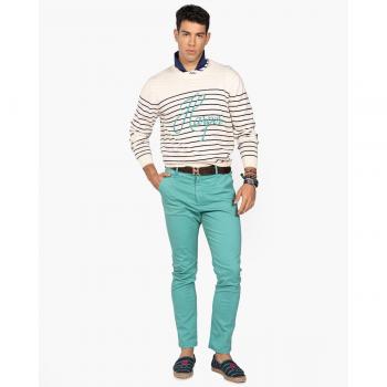 Pantalón chino slim turquesa