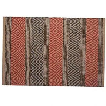Multicolour Geometric Patterned Jute Hall Runner Rug, 66 x 200 cm