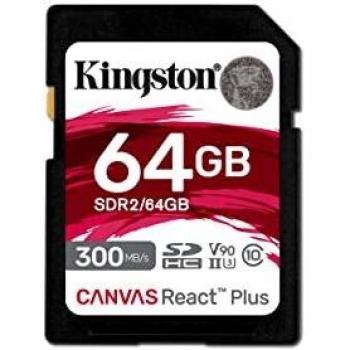 Kingston Canvas React Plus 64 GB SDXC, Speicherkarte schwarz, UHS-II U3, Class 10, V90