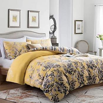 Premium Quality Super King Duvet Cover Set in Ochre Blossom