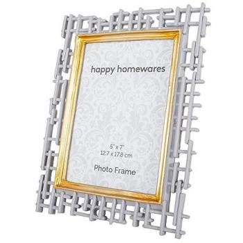 Timeless Designer Grey‑Gold Resin 5x7 Photo Frame
