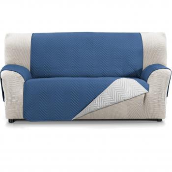 Cubre Sofá S&T Reversible 4 Plazas Azul-Gris