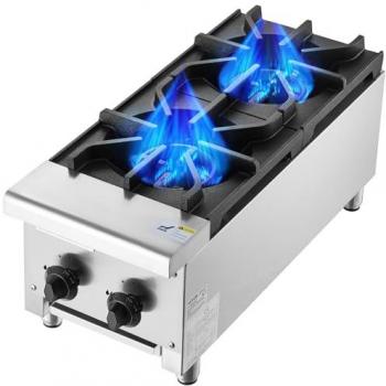 VEVOR Gasfornuis voor restaurants – 2 gaspits, 14 kW, roestvrijstalen kookplaat