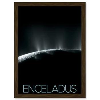 Solar System Enceladus – Framed Print in Brown