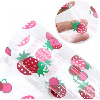 Transparent PVC Faux Leather Fabric Sheet 20x33cm with Fruit Print for Accessories