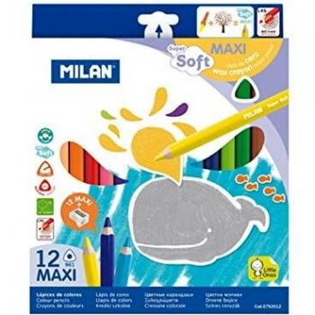 Milan caja 12 lápices colores grueso punta cera