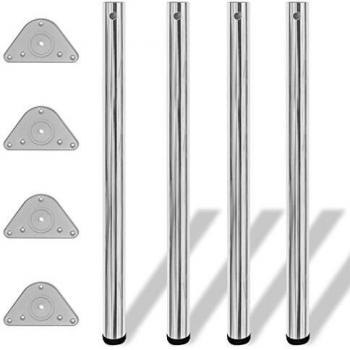 VidaXL Chrome Table Legs 870 mm Adjustable