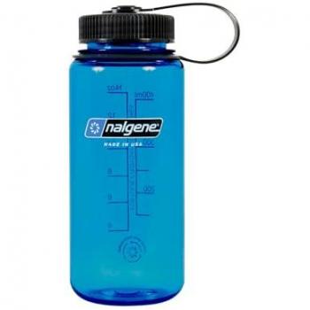 Nalgene Botella de Agua Transparente/Azul 500ml Boca Ancha WH Sustain
