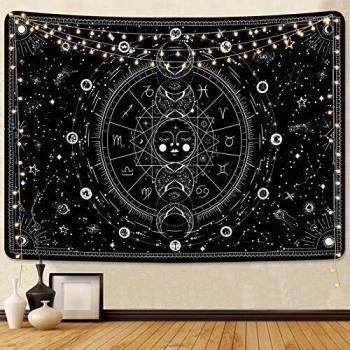 Psychedelic Skyline Black & White Tapestry