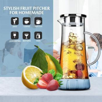 WOQO Glass Water Jug with Stylish Silicon Coaster and Brush