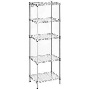 Estantería de alambre para cocina con 4 ganchos, paneles de pp, estantes ajustables, carga de 100 kg, plata