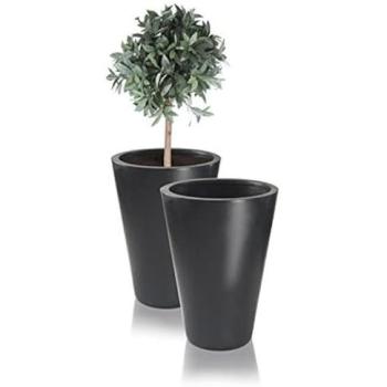 Primrose Polystone Calgary Series – 89 cm Tall Round Planters (2 Pack)
